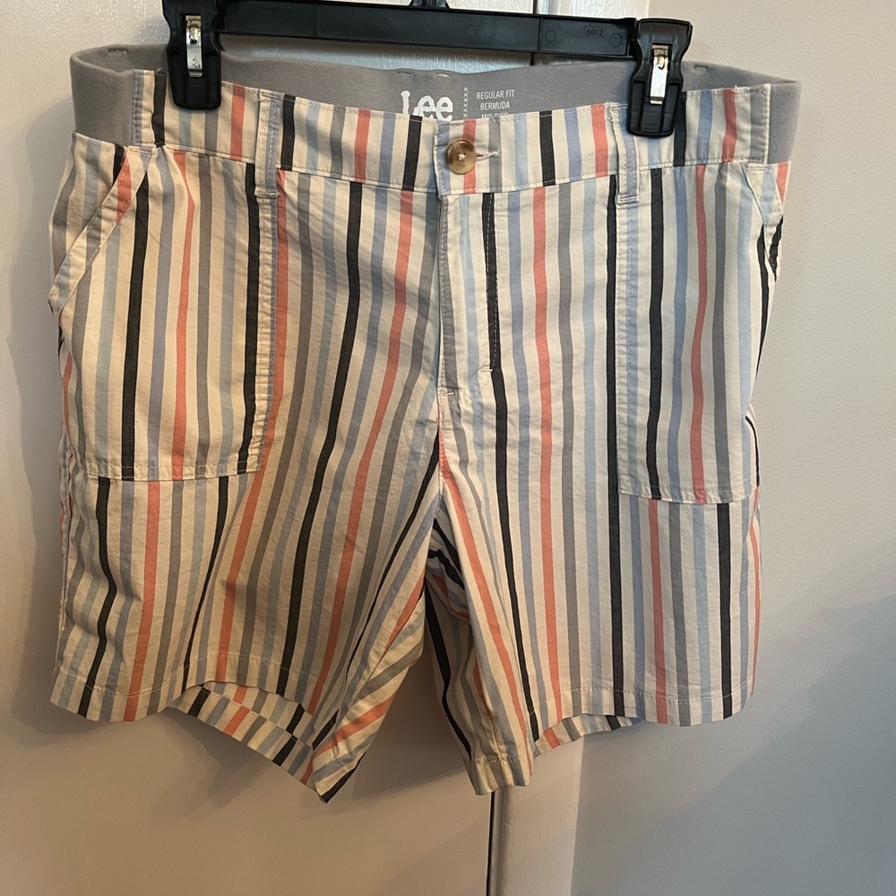 Lee Shorts Women White/navy,light blue,& coral stripes